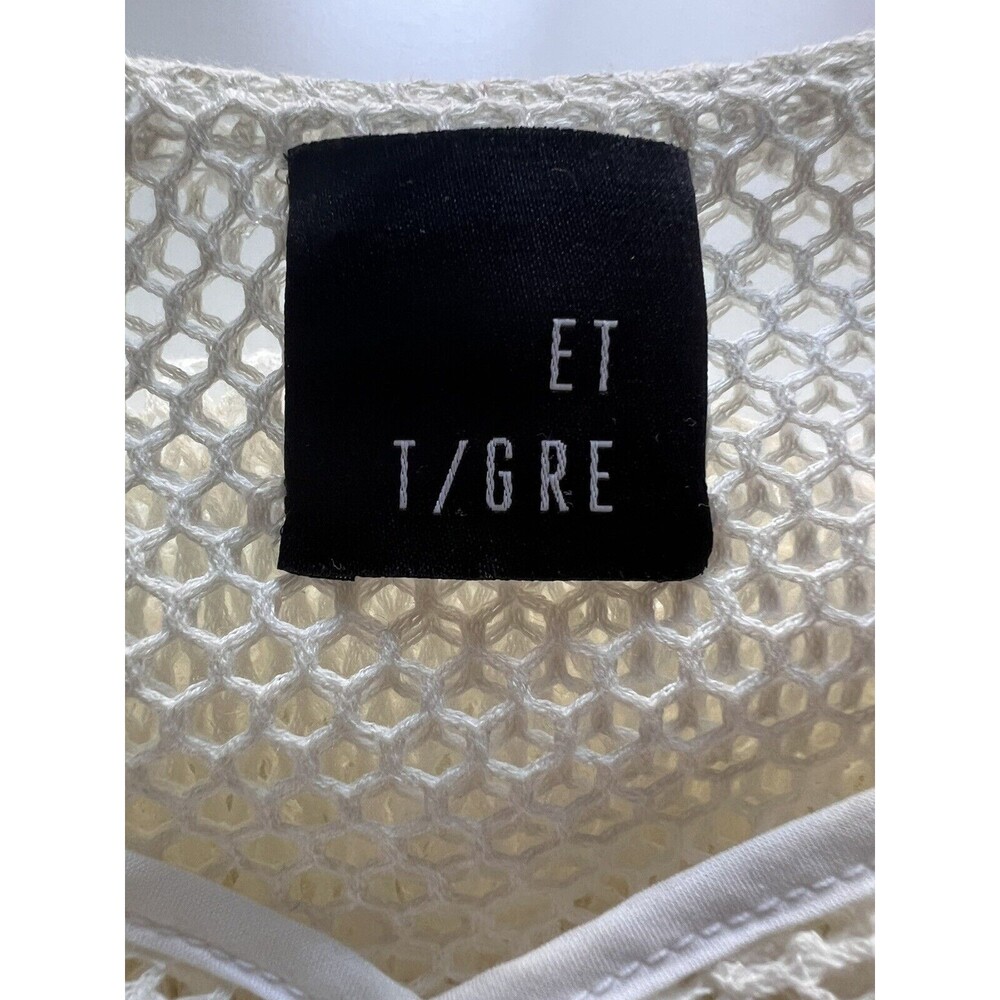 Tigre Et Tigre Rare Jayme Womens Dress M/L Ivory Net short Sleeve Midi USA - Picture 8 of 12